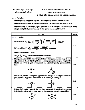 Đáp án đề thi học sinh giỏi thành phố môn Hóa học Lớp 12 - Bảng A - Năm học 2005-2006 - Sở giáo dục và đào tạo Đà Nẵng